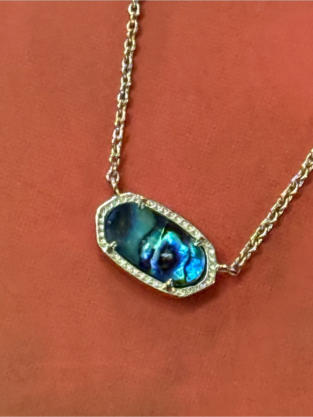 Kendra Scott “Elisa” Gold Necklace with Blue Abalone Pendant
